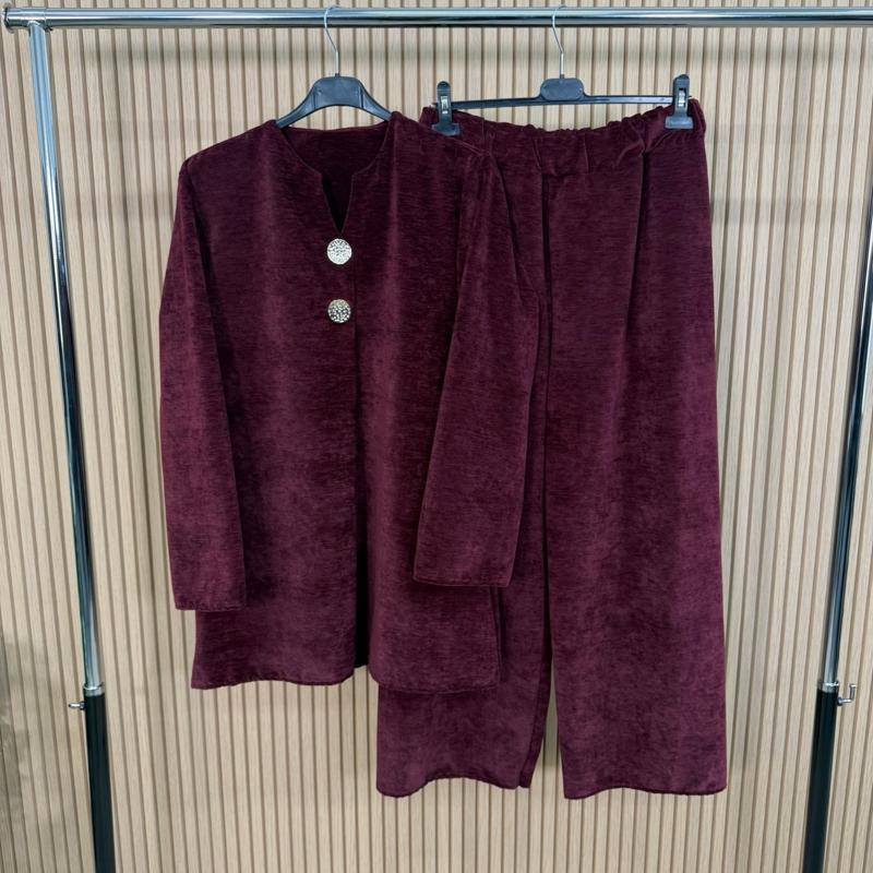 MV – Velvet Feel Plain Gold Button Co-Ord Set | 8–16