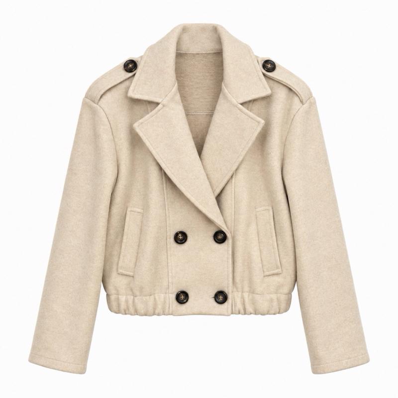 MV - Woolly Cropped Trench Jacket with Pockets(8-14)