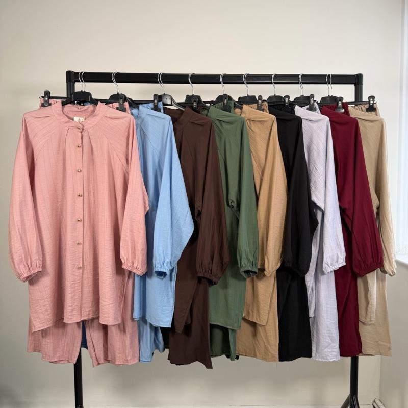 Mode Ville - Soft Touch Gold Rayon Button Co-Ord Set (8-16)