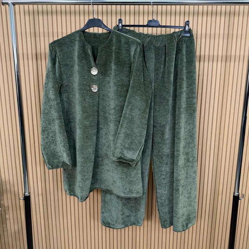 MV – Velvet Feel Plain Gold Button Co-Ord Set | 8–16