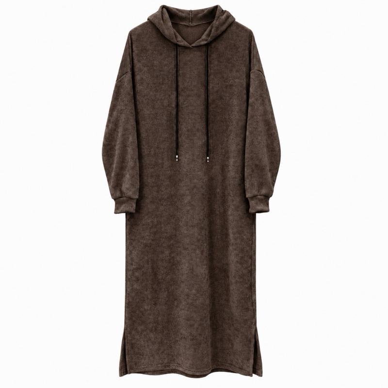 MV – Cosy Textured Hooded Maxi Dress with Pockets (8–16)