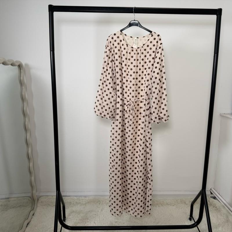 Mode Ville - Polka Dot Maxi Dress with Tie Belt (fits 8-16)