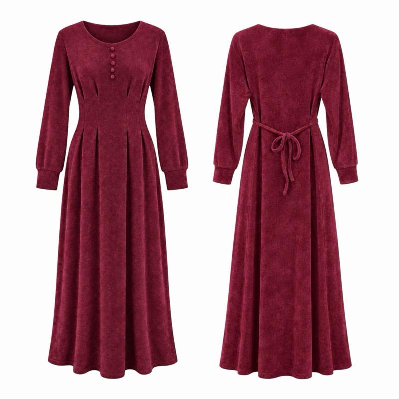 MV - Soft Feel Pleated Maxi Dress with Tie Back Belt (8-16)