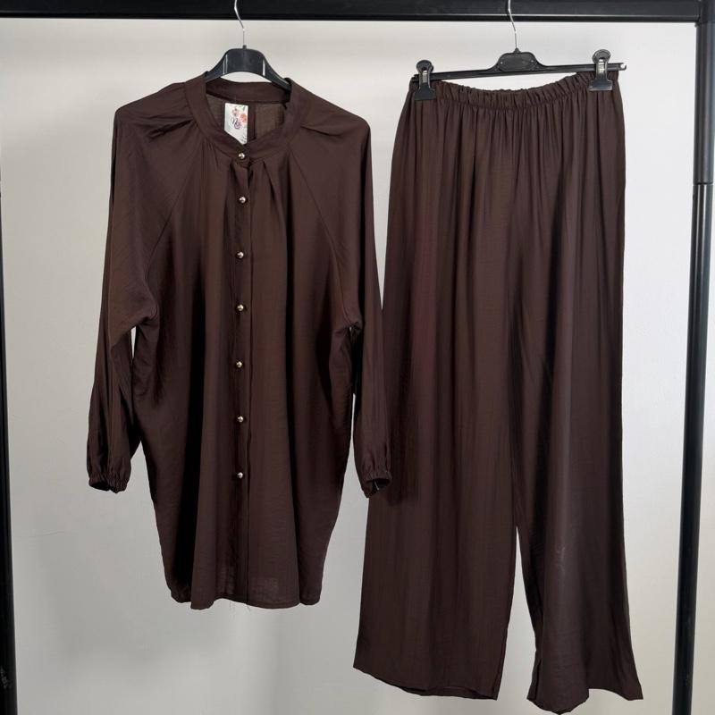 Mode Ville - Soft Touch Gold Rayon Button Co-Ord Set (8-16)