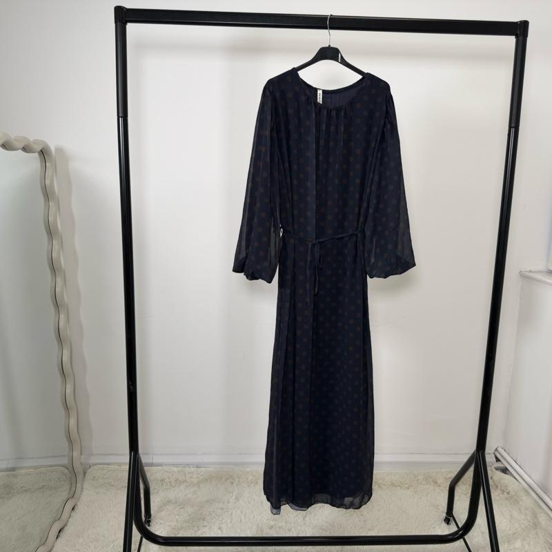 Mode Ville - Polka Dot Maxi Dress with Tie Belt (fits 8-16)