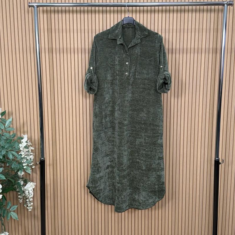 Three Button Maxi Shirt Dress
