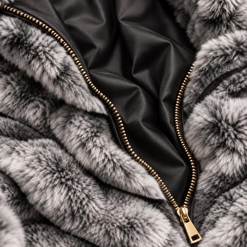 MV - Chevron Faux Fur Zip Jacket (One Size 6–14)