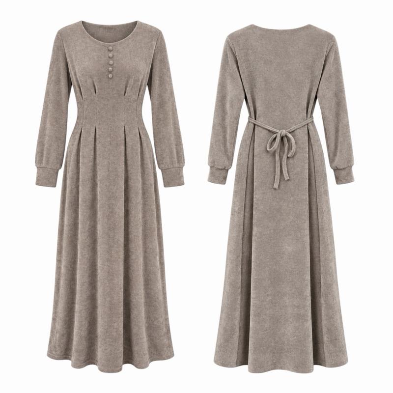 MV - Soft Feel Pleated Maxi Dress with Tie Back Belt (8-16)