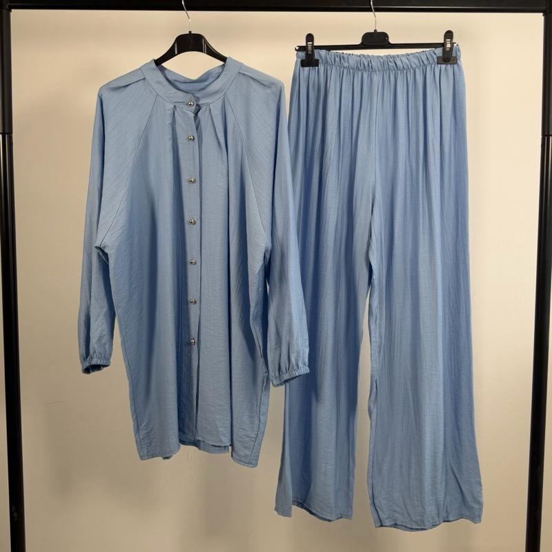 Mode Ville - Soft Touch Gold Rayon Button Co-Ord Set (8-16)