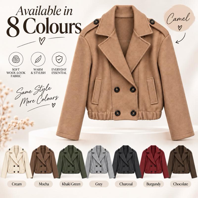MV - Woolly Cropped Trench Jacket with Pockets(8-14)