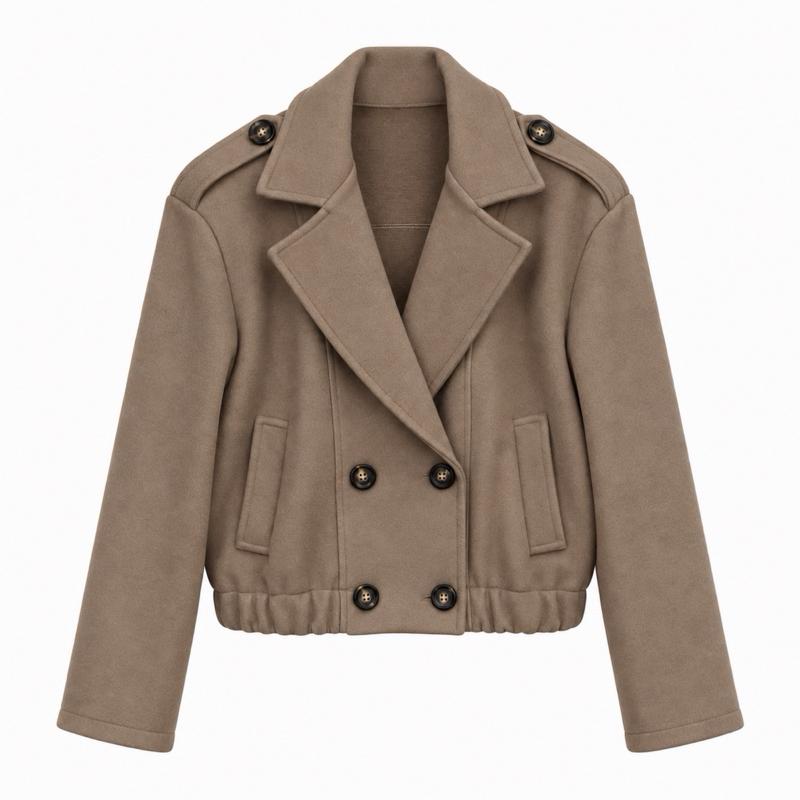 MV - Woolly Cropped Trench Jacket with Pockets(8-14)