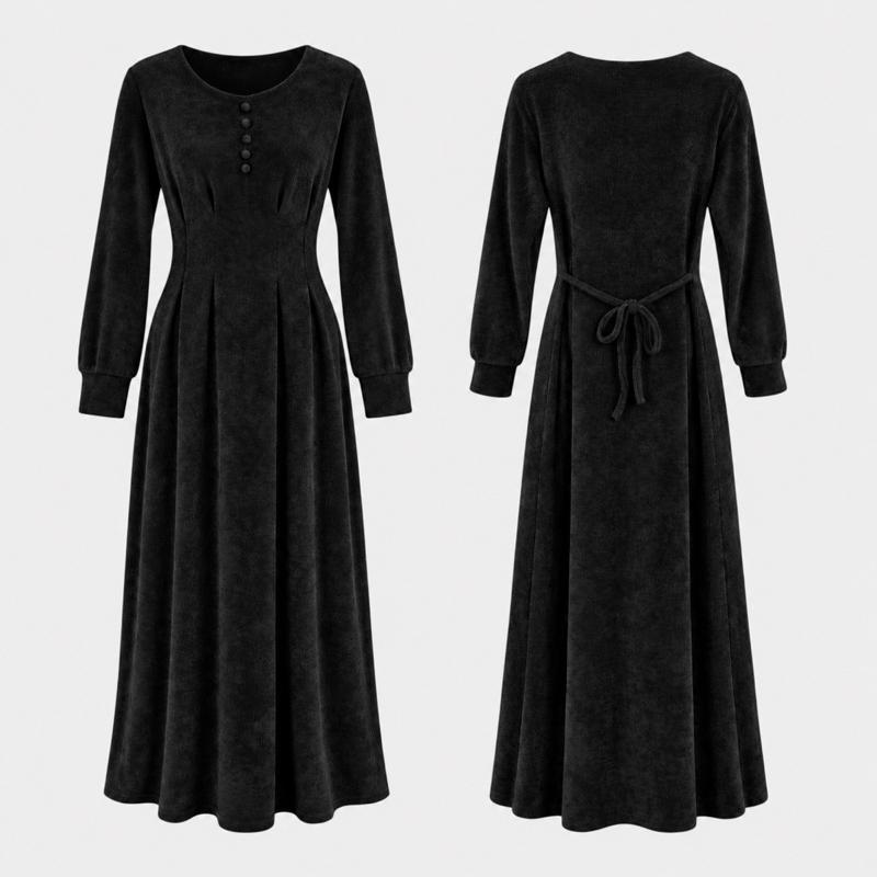 MV - Soft Feel Pleated Maxi Dress with Tie Back Belt (8-16)