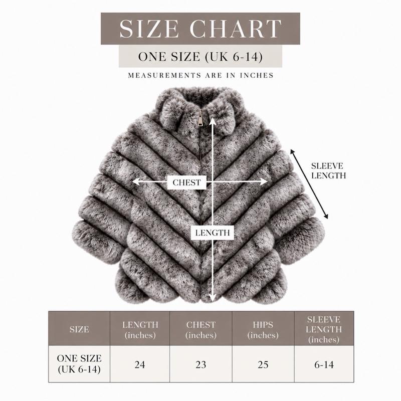 MV - Chevron Faux Fur Zip Jacket (One Size 6–14)