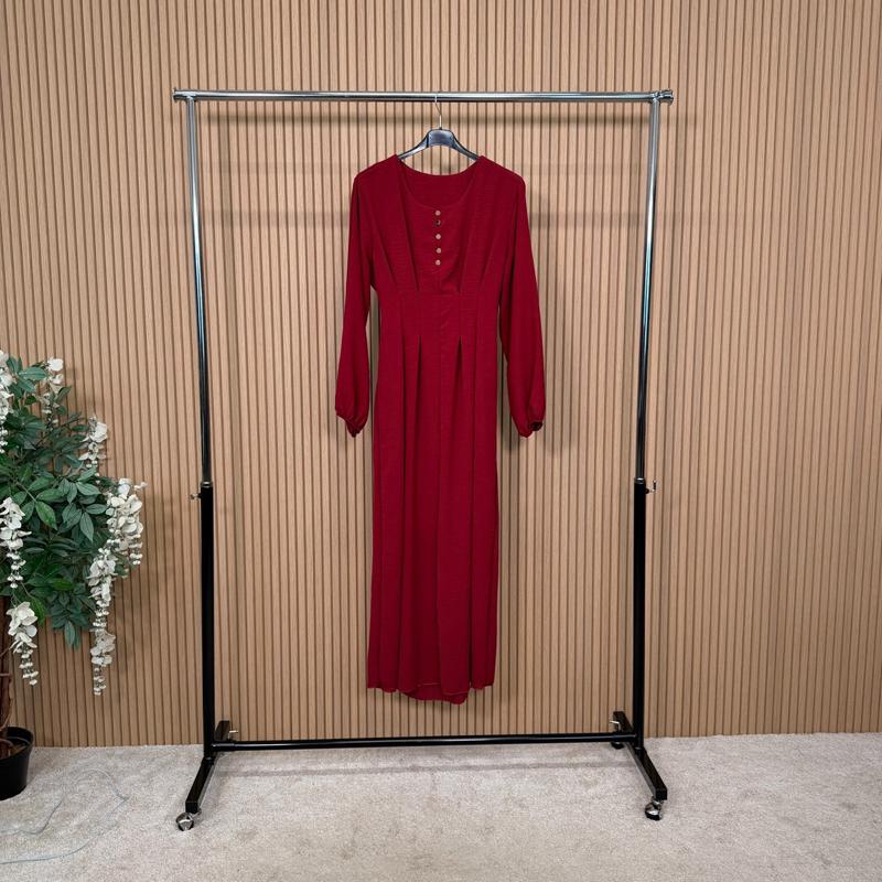 MV - Button Pleated Maxi Dress - one size 8-16 - Casual Womenswear in Multiple Colors for Everyday Style