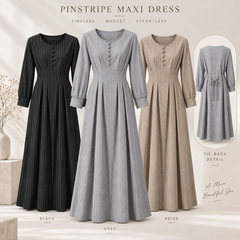 MV - Pinstripe Longline Tie Waist Dress (8-14)