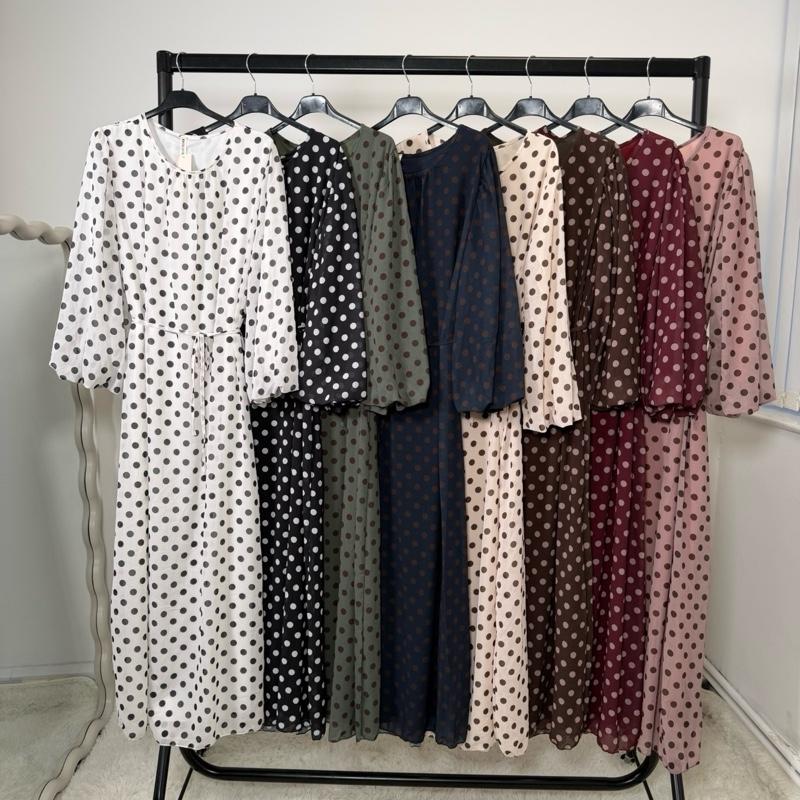 Mode Ville - Polka Dot Maxi Dress with Tie Belt (fits 8-16)