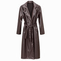 MV - Faux Leather Longline Belted Trench Coat with Pockets (8-16)