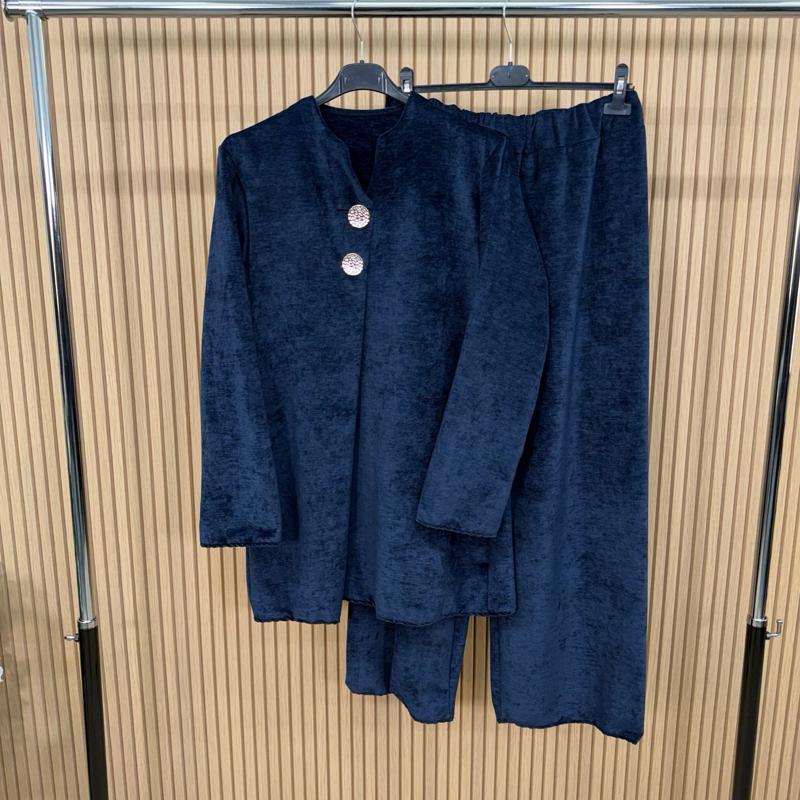 MV – Velvet Feel Plain Gold Button Co-Ord Set | 8–16