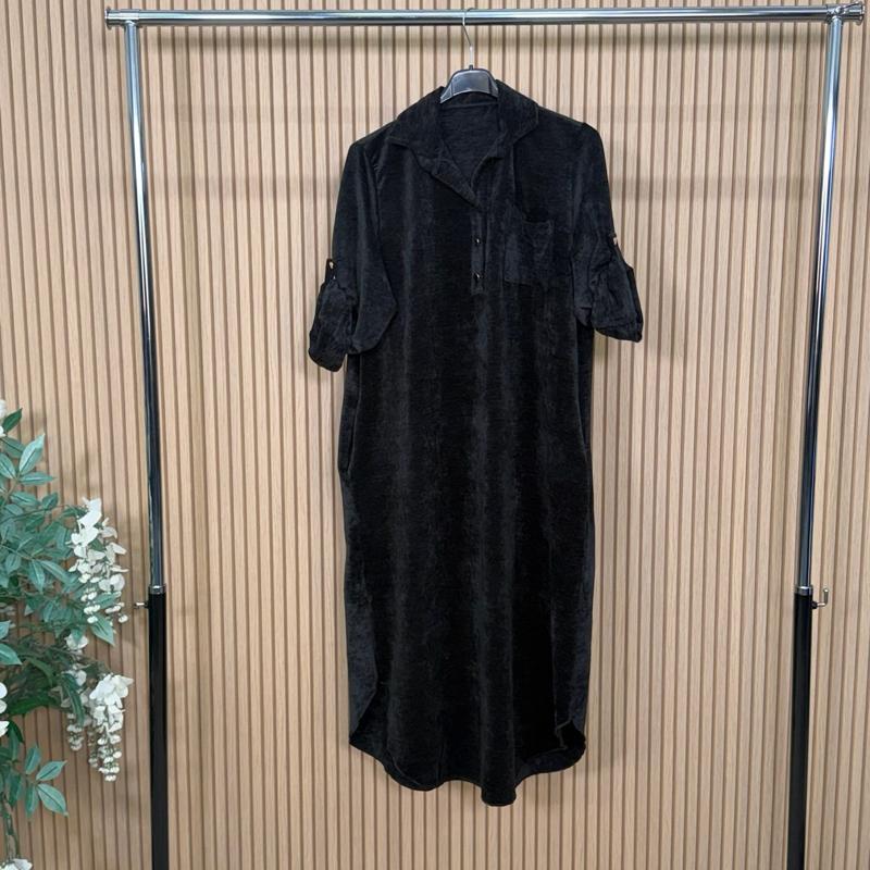 Three Button Maxi Shirt Dress