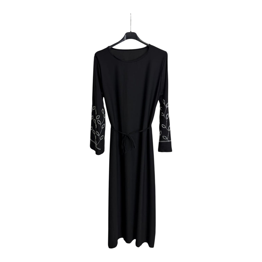 Diamond Leaf Embellished Belted Maxi Dress