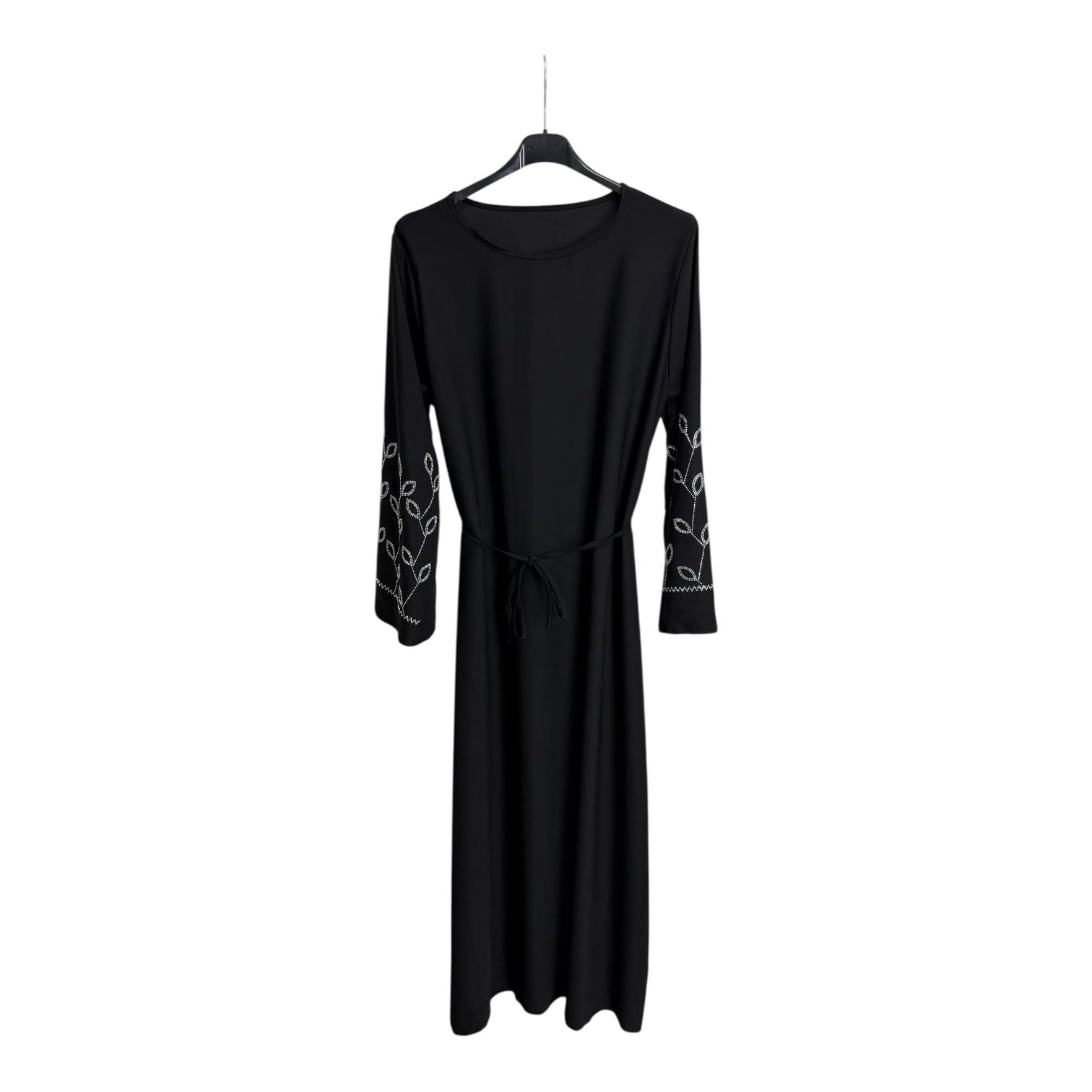 Diamond Leaf Embellished Belted Maxi Dress