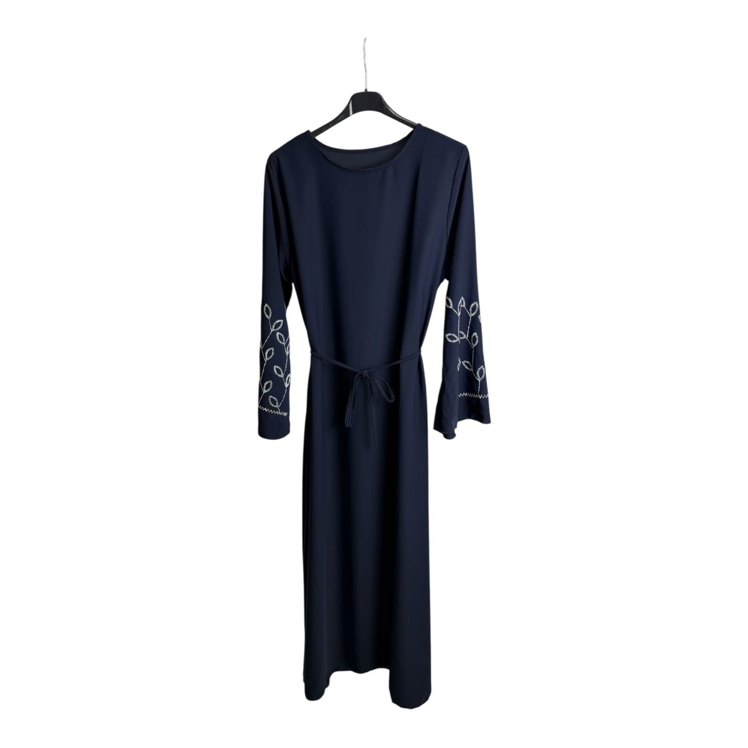 Diamond Leaf Embellished Belted Maxi Dress
