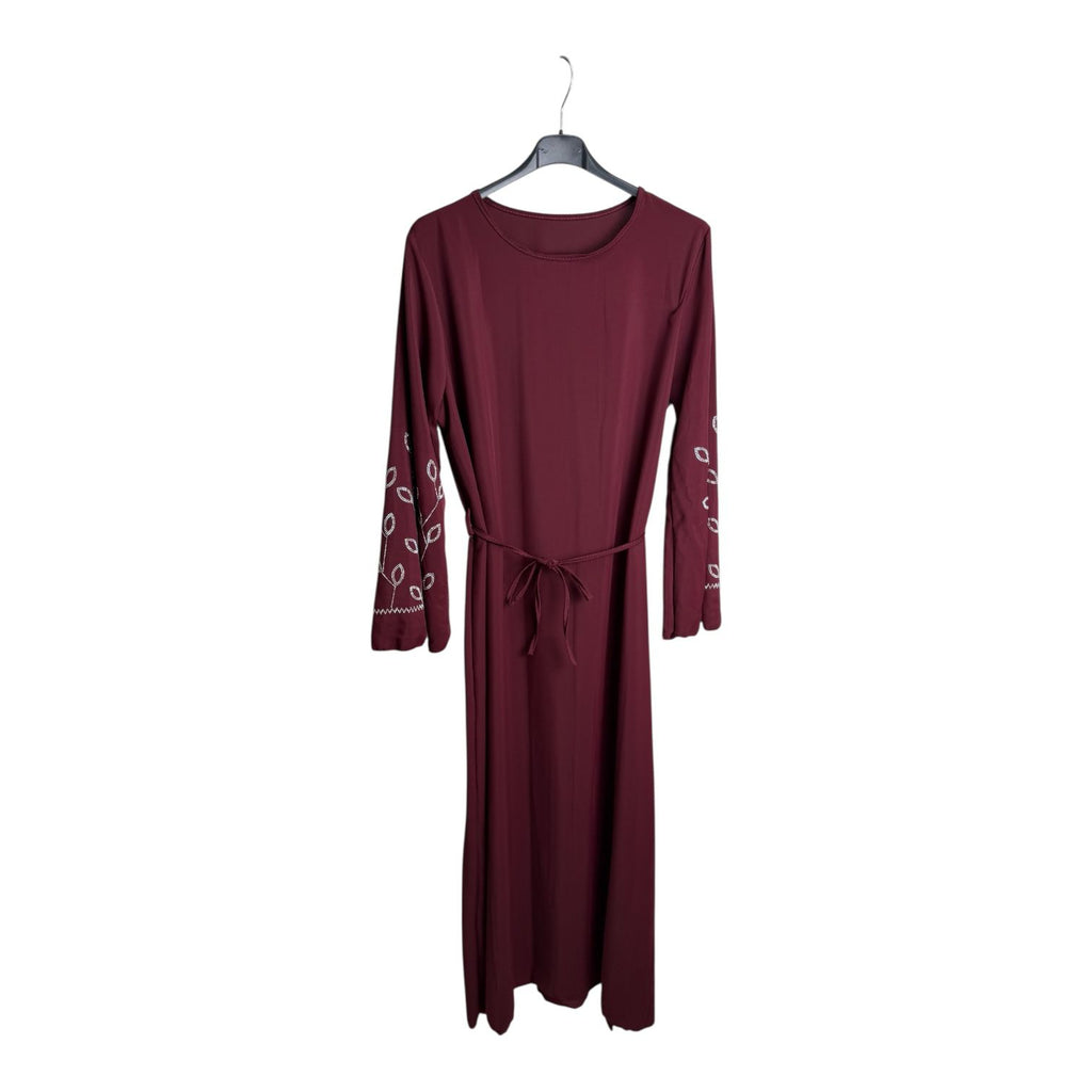 Diamond Leaf Embellished Belted Maxi Dress