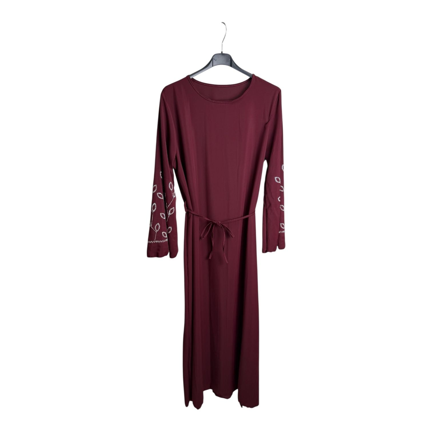 Diamond Leaf Embellished Belted Maxi Dress