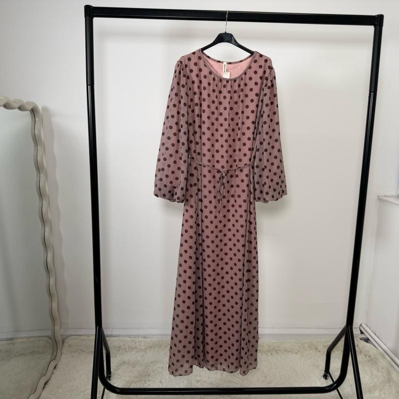 Mode Ville - Polka Dot Maxi Dress with Tie Belt (fits 8-16)