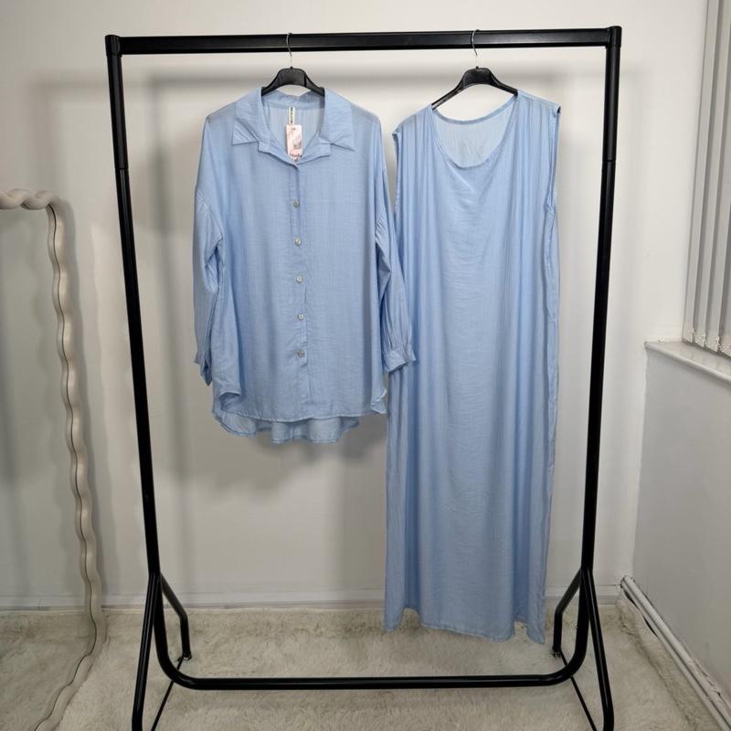 Oversized Shirt and Maxi Dress Set