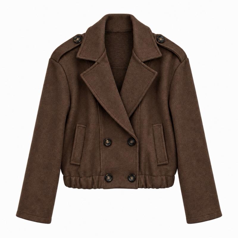 MV - Woolly Cropped Trench Jacket with Pockets(8-14)