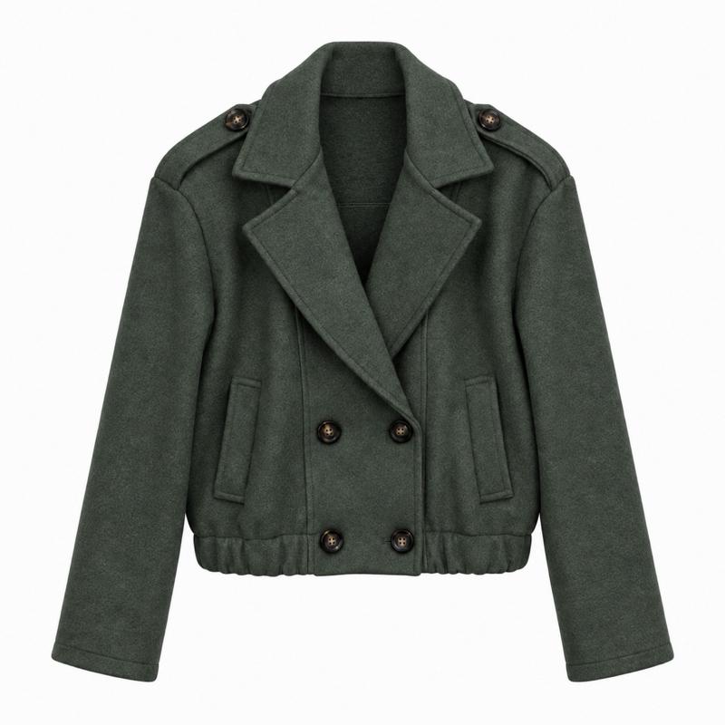 MV - Woolly Cropped Trench Jacket with Pockets(8-14)