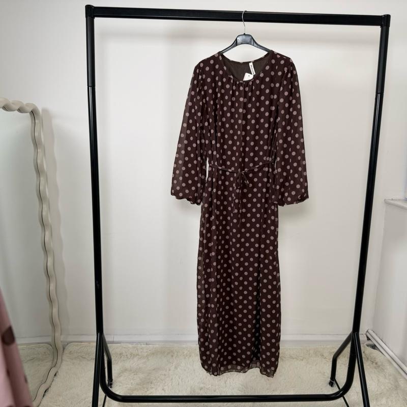 Mode Ville - Polka Dot Maxi Dress with Tie Belt (fits 8-16)