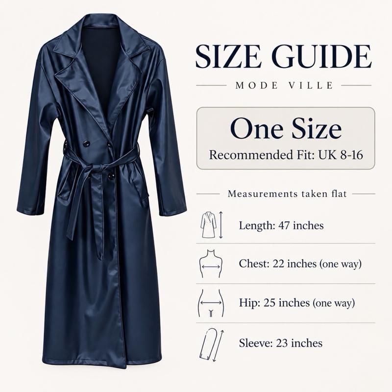 MV - Faux Leather Longline Belted Trench Coat with Pockets (8-16)