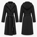 MV - Premium Hooded Wool Blend Trench Coat – Belted, fully lined Coat with Pockets