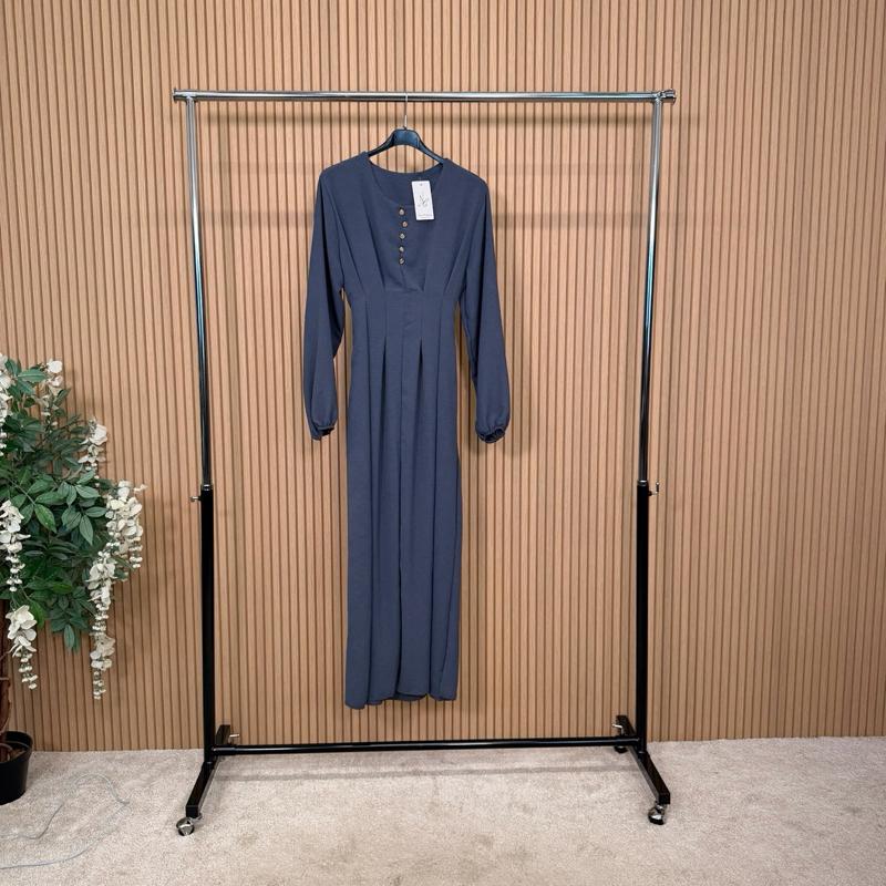 MV - Button Pleated Maxi Dress - one size 8-16 - Casual Womenswear in Multiple Colors for Everyday Style