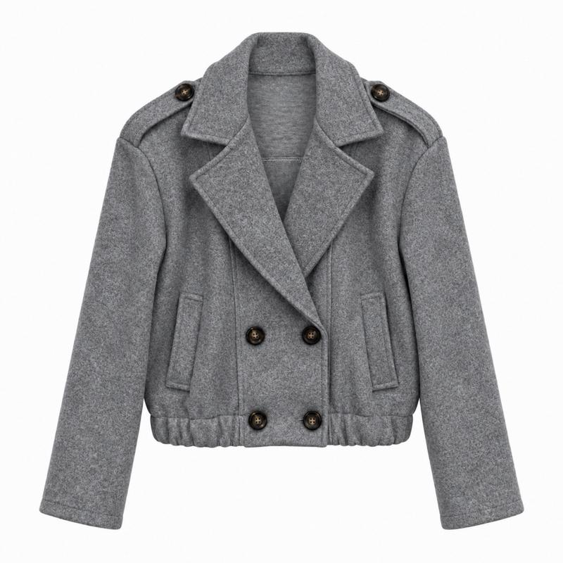 MV - Woolly Cropped Trench Jacket with Pockets(8-14)