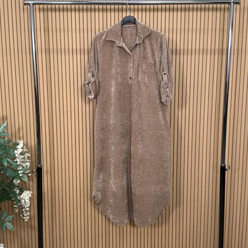 Three Button Maxi Shirt Dress
