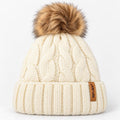 Women’s Fleece Lined Winter Hat with Detachable Faux Fur Pom Pom