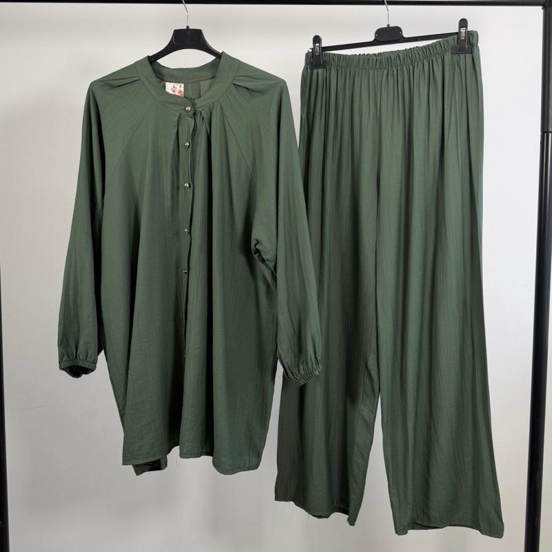 Mode Ville - Soft Touch Gold Rayon Button Co-Ord Set (8-16)