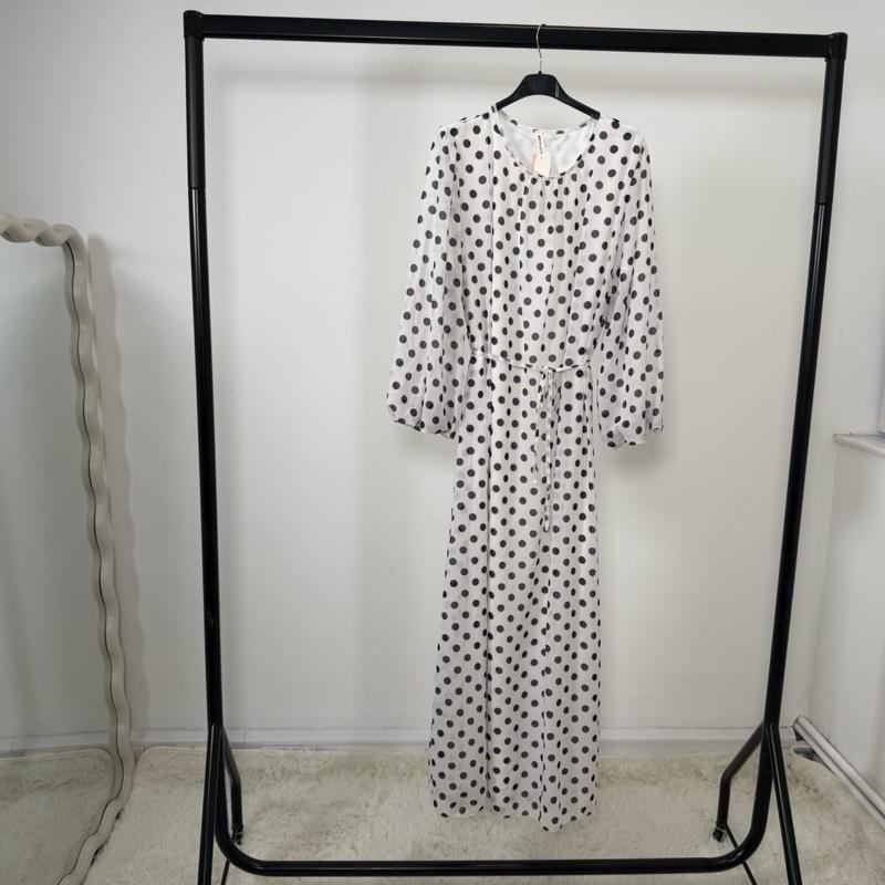 Mode Ville - Polka Dot Maxi Dress with Tie Belt (fits 8-16)