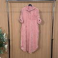 MV - Velvet Feel 3-Button Maxi Shirt Dress with Pockets & Adjustable Sleeves (8-16)