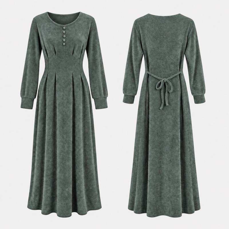 MV - Soft Feel Pleated Maxi Dress with Tie Back Belt (8-16)