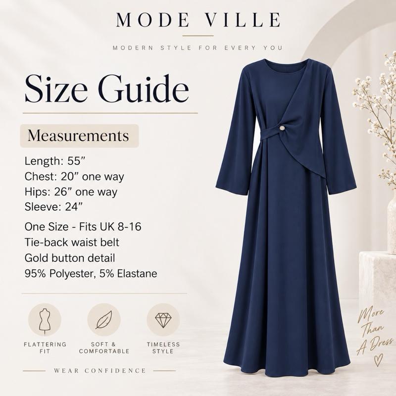 MV - Elegant Tie-Waist Gold Detail Maxi Dress (8–16)